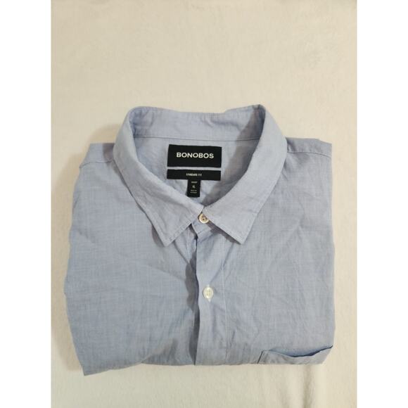 Bonobos Shirt Mens XL Short Blue Standard Fit Long Sleeve Preppy Business Work - Picture 1 of 11